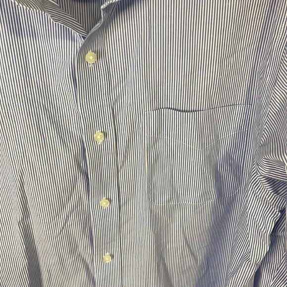 Mens Ralph Lauren pinstripe blue button down shirt classic fit size 16 - Picture 3 of 6